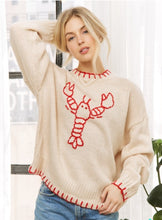 Load image into Gallery viewer, Coastal vibes lobster sweater beige