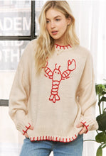 Load image into Gallery viewer, Coastal vibes lobster sweater beige