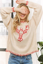 Load image into Gallery viewer, Coastal vibes lobster sweater beige