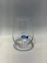 Load image into Gallery viewer, Blue Fish Icon Stemless Wine Glass
