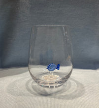 Load image into Gallery viewer, Blue Fish Icon Stemless Wine Glass
