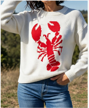 Load image into Gallery viewer, Marine Lobster Jacquard Knit Sweater Fall Winter Pullover
