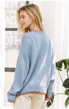 Load image into Gallery viewer, Coastal vibes lobster sweater sea blue
