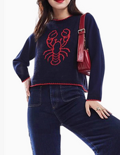 Load image into Gallery viewer, Navy Lobster Knit Sweater
